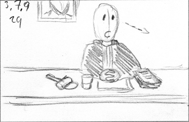 potloodschets voor het storyboard voor de animatie ondertoezichtstelling.